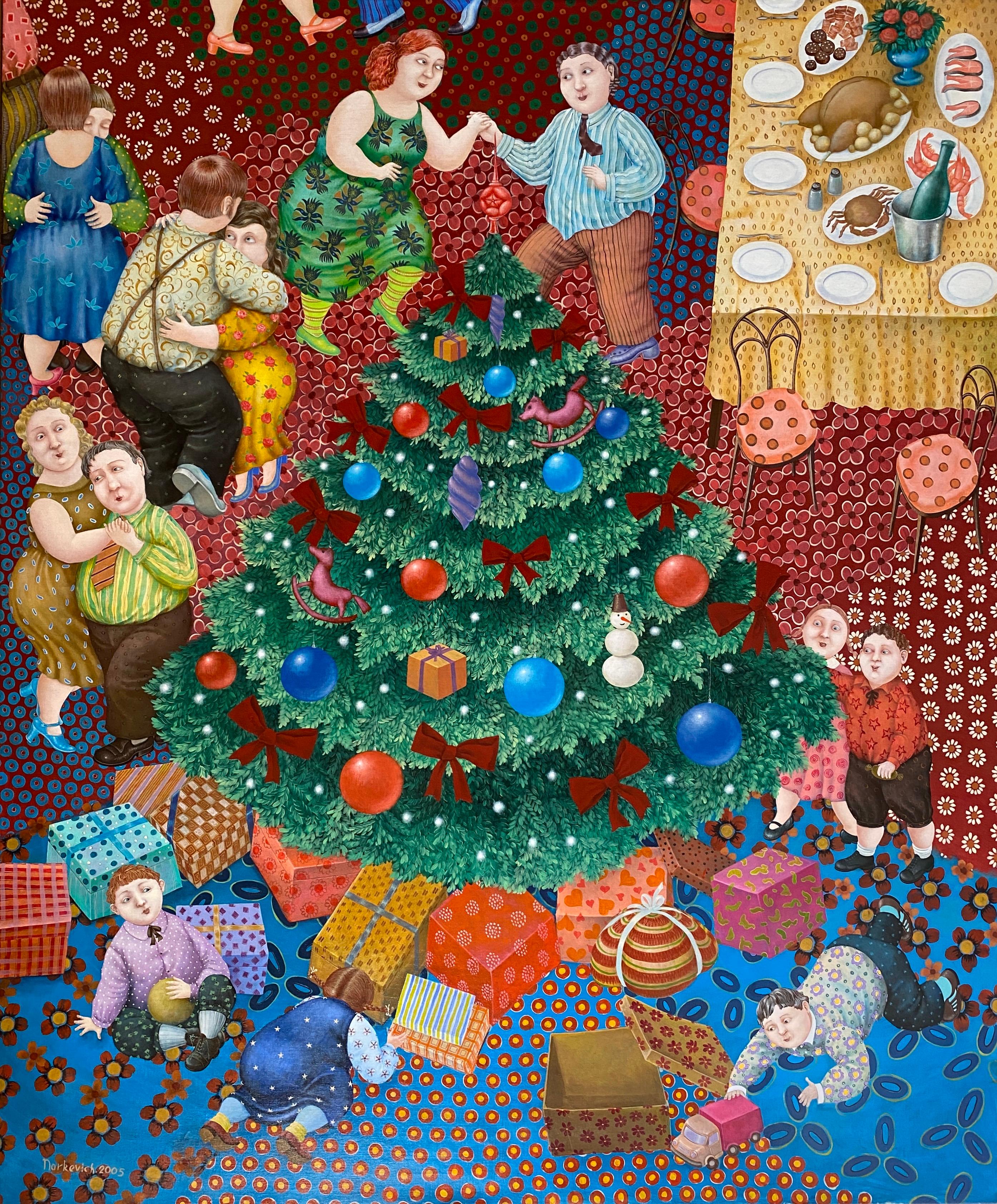 Christmas (La Navidad). Fun family scene around the Christmas tree.  For Sale 10