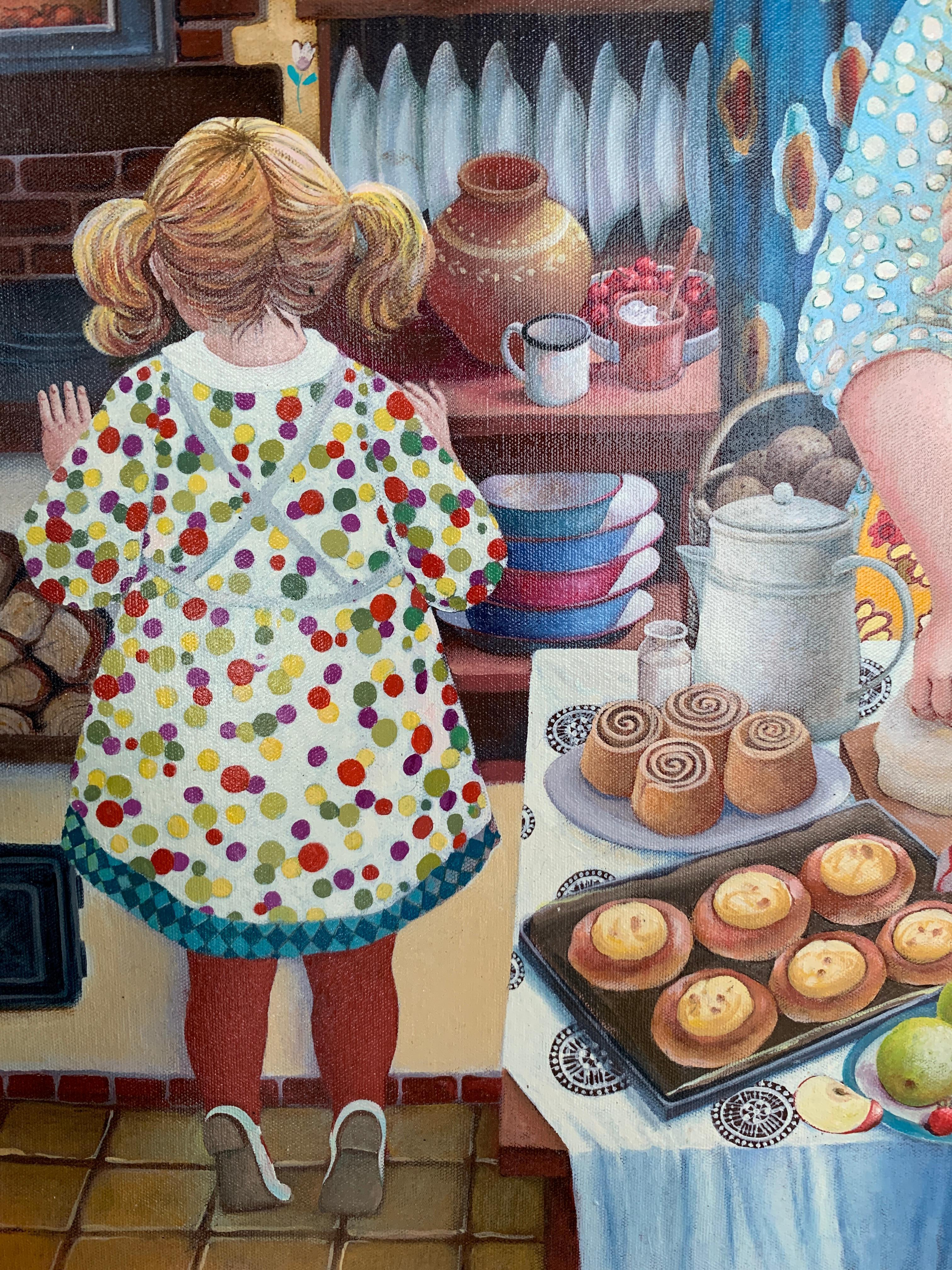 routine du matin de la fabrication du pain et de la pâtisserie - Gris Interior Painting par Elena Narkevich