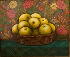 The still Life with yellow apples. 