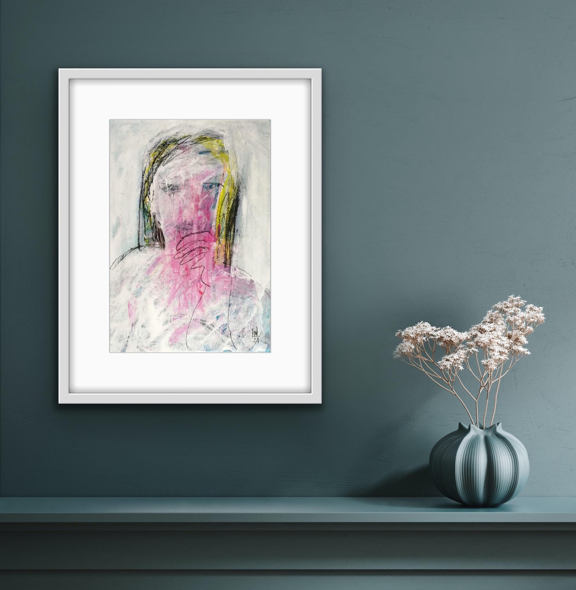 N2, 42x29 cm, acrylic, paper - Abstract Painting by Elena Naushirvanova 