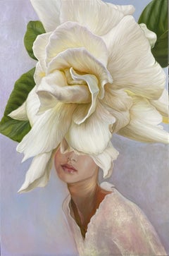 Portrait with gardenia, Painting, Oil on Canvas