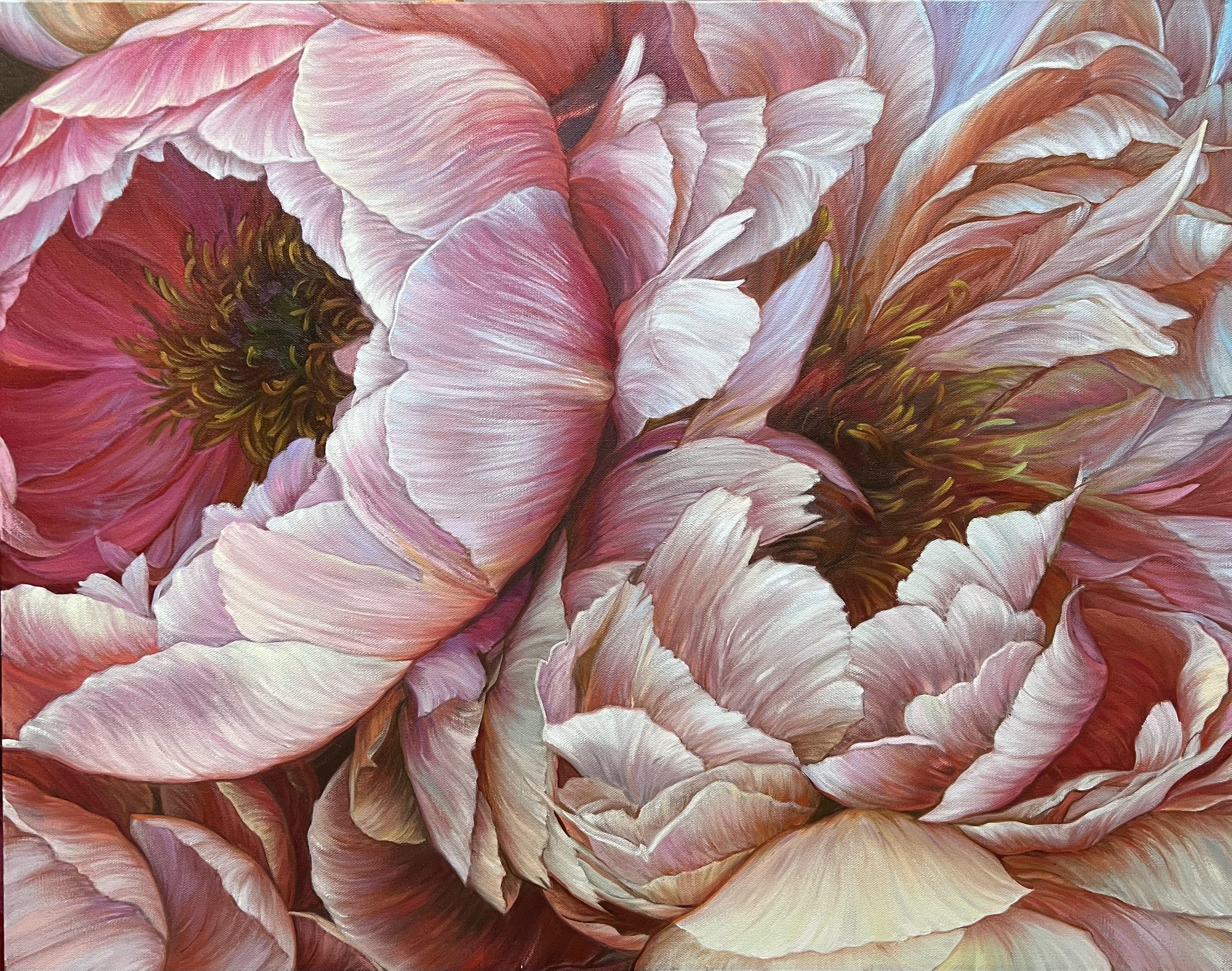 Peonies, Painting, Oil on Canvas For Sale 2