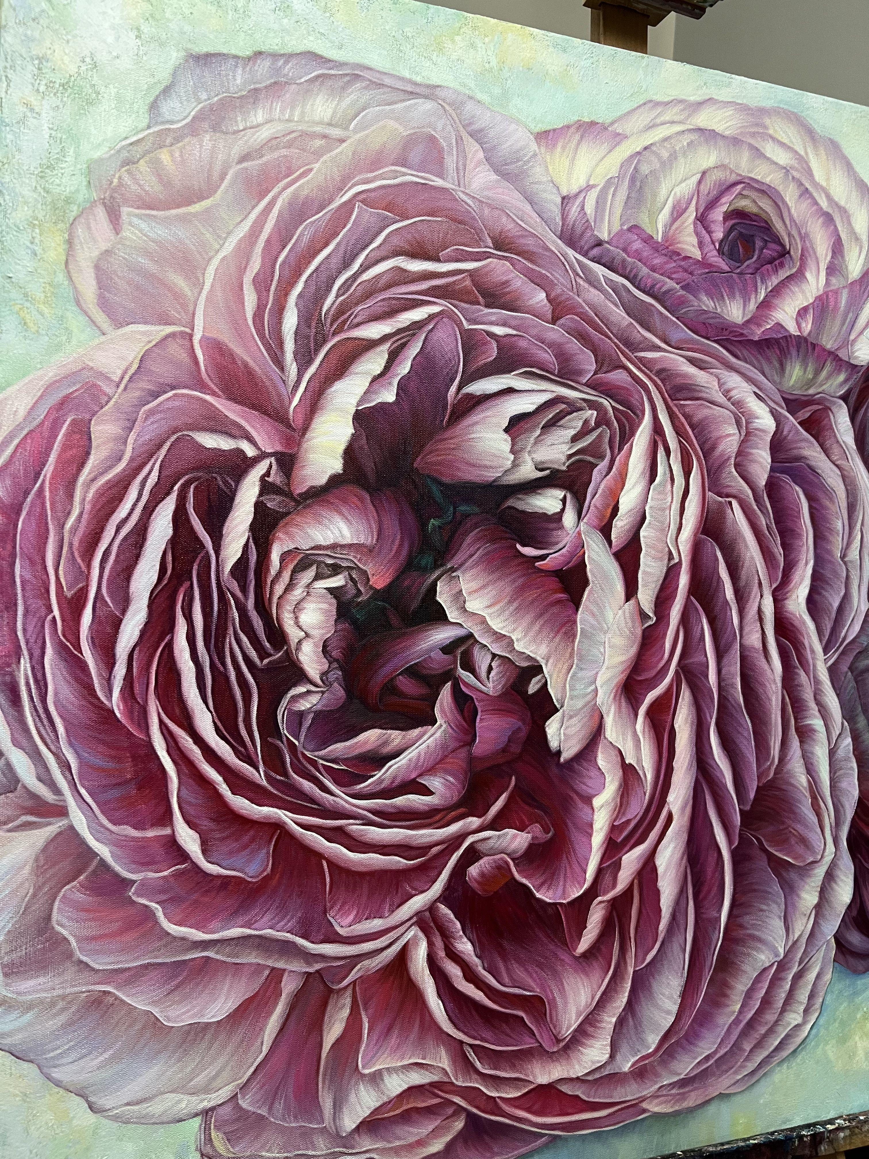 Ranunculus, Painting, Oil on Canvas For Sale 2