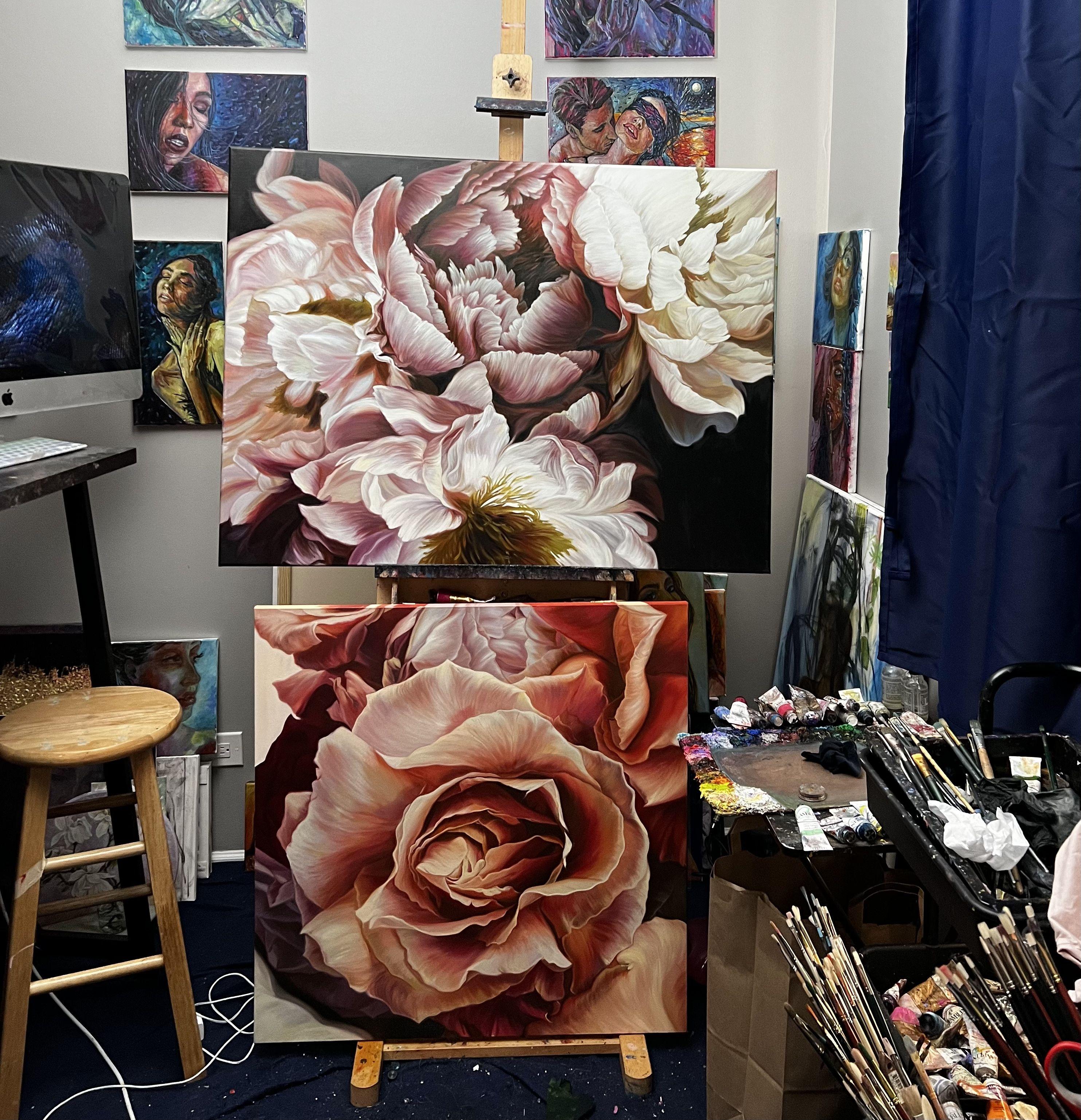 Brown roses, Painting, Oil on Canvas For Sale 3