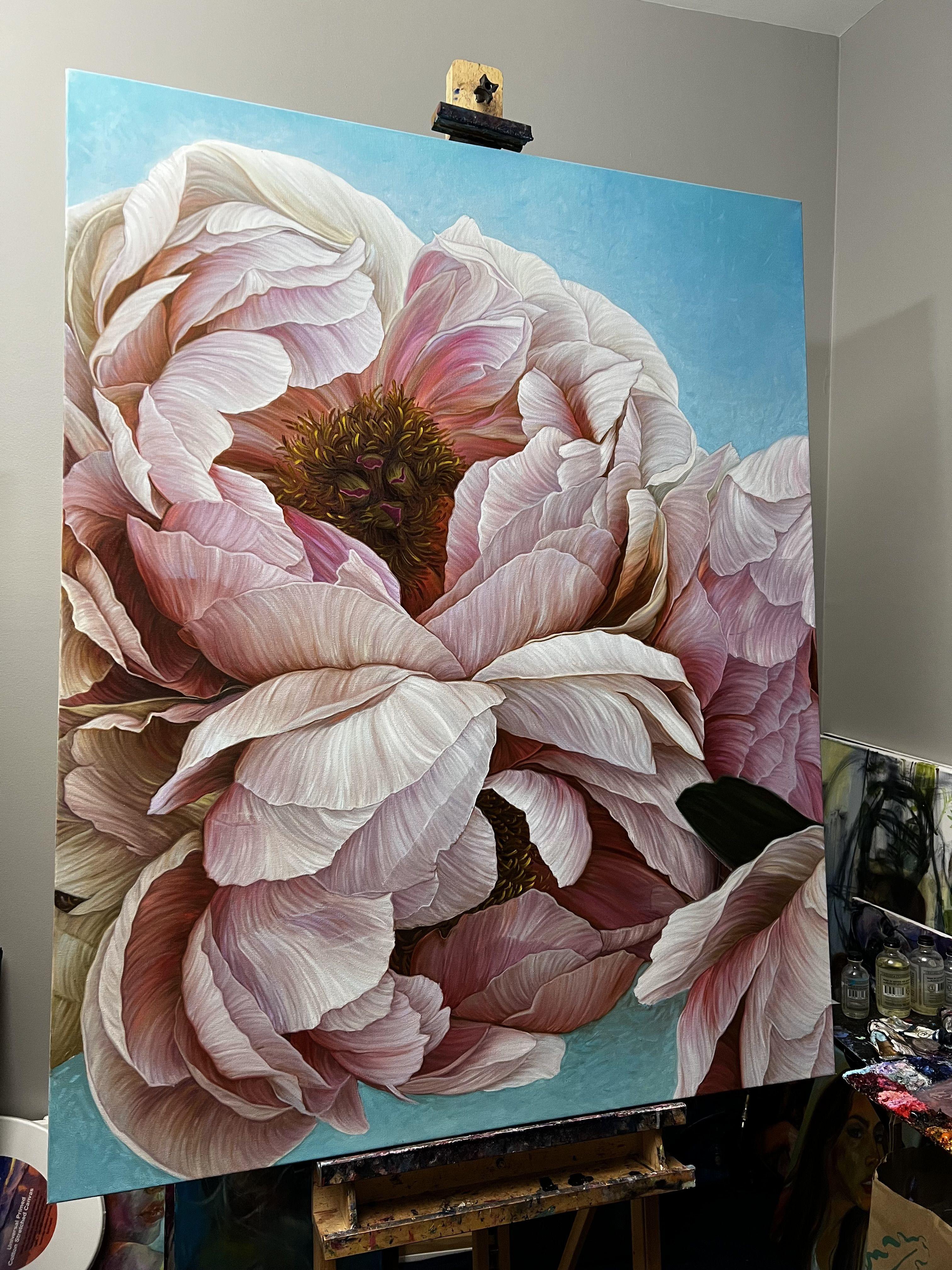 Peinture, huile sur toile rose café - Photoréalisme Painting par Elena  Podmarkova 