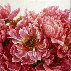 Composición de peonías rojas, Pintura, Óleo sobre lienzo