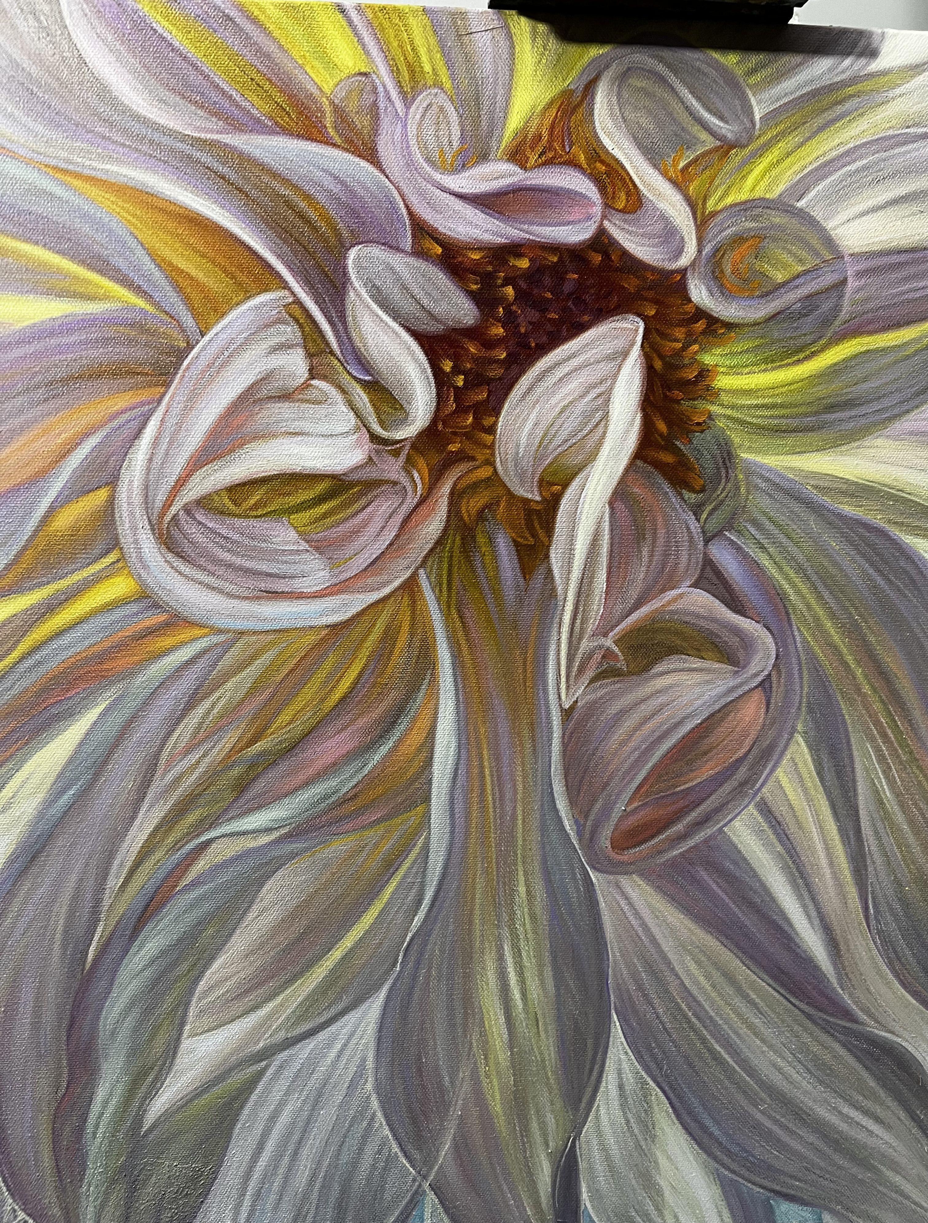 Dahlia, Gemälde, Öl auf Leinwand (Fotorealismus), Painting, von Elena  Podmarkova 