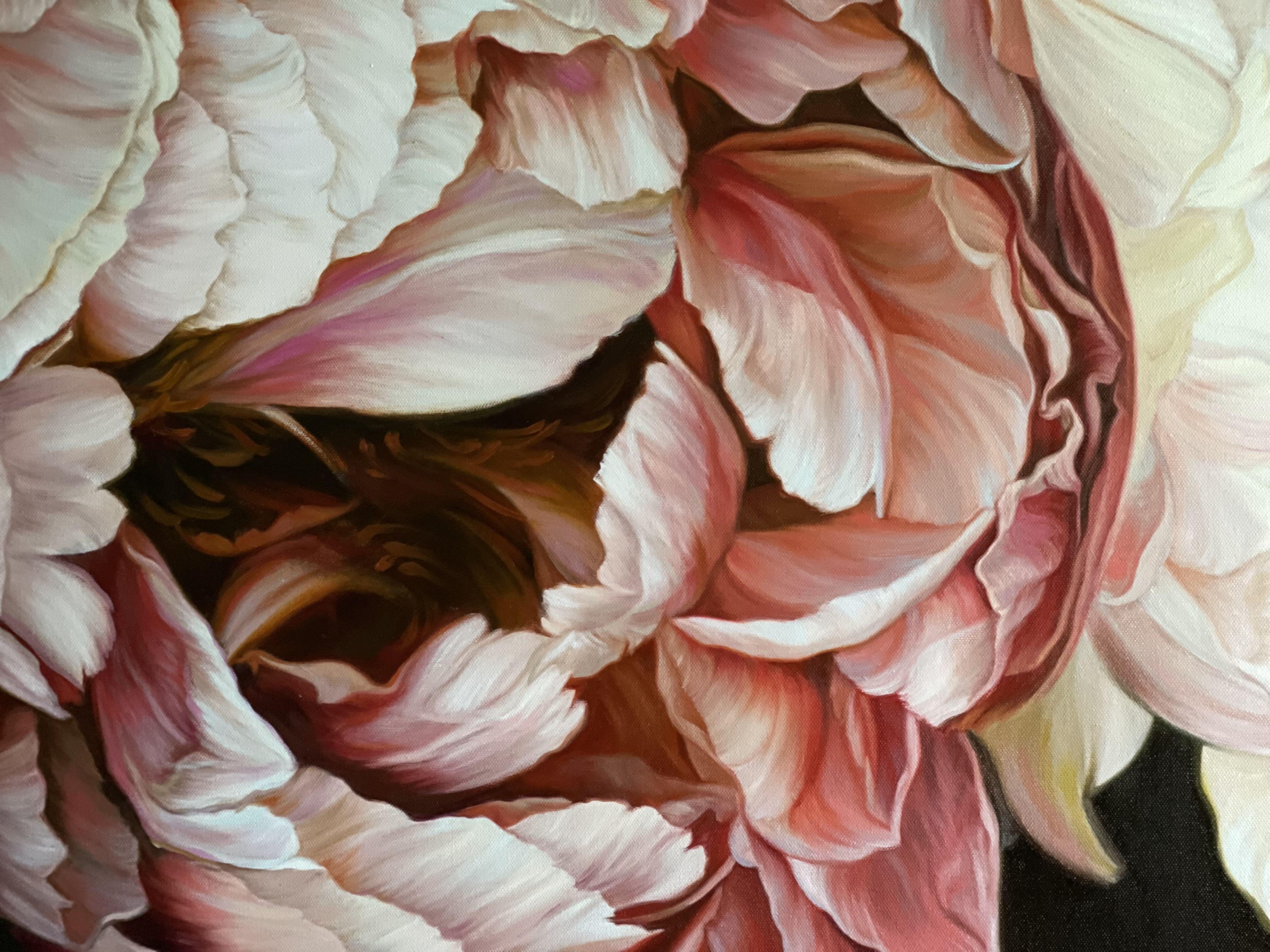 Duet of Peonies 2, Painting, Oil on Canvas For Sale 2