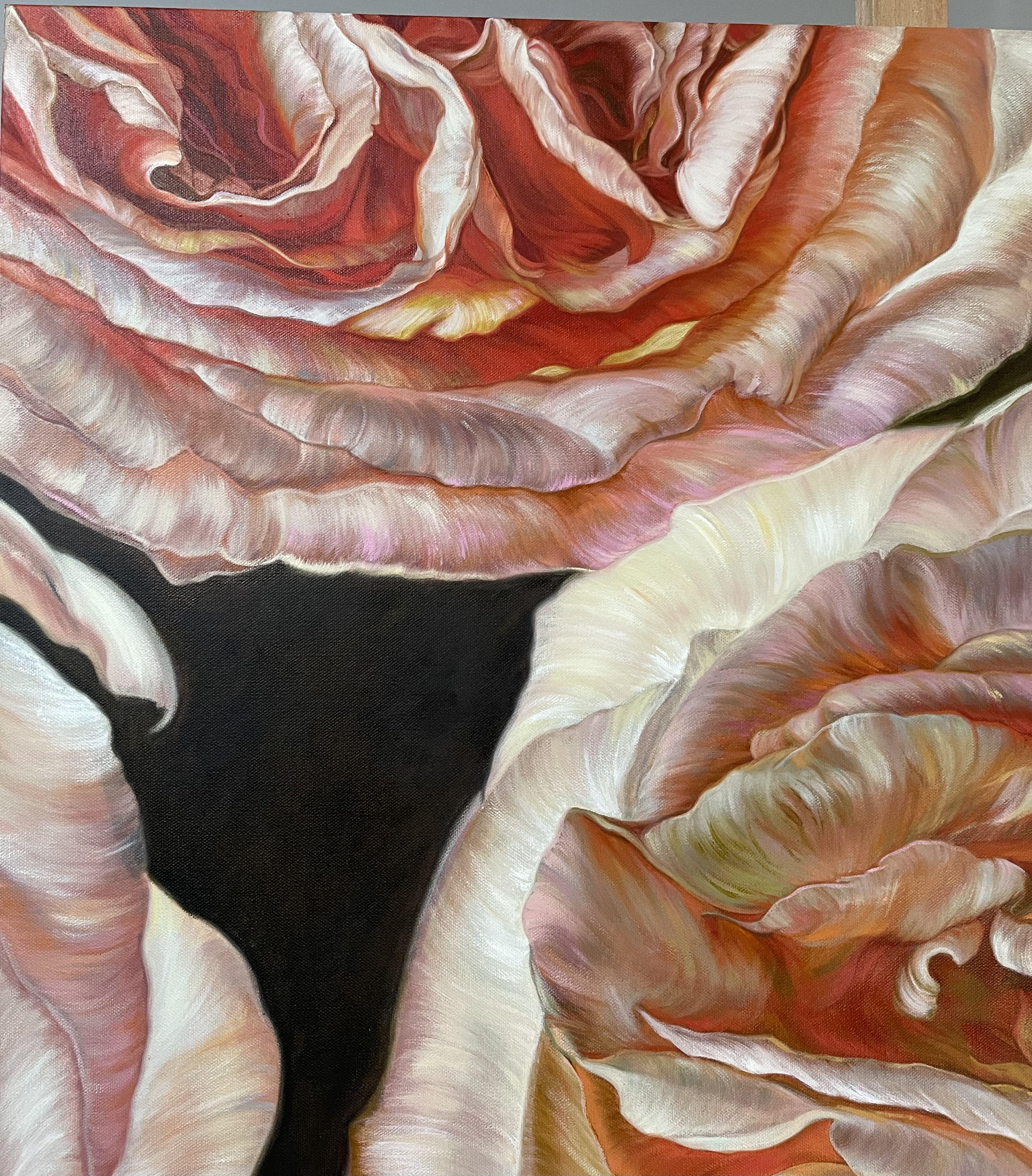 Peony roses, Painting, Oil on Canvas For Sale 3
