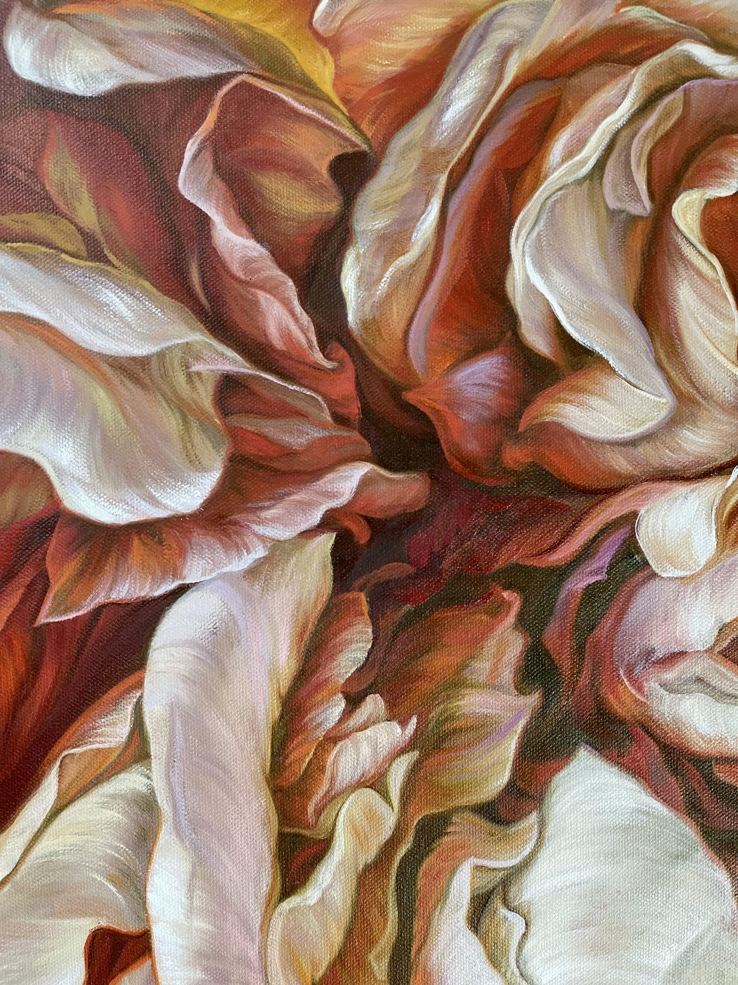 Peony roses, Painting, Oil on Canvas For Sale 4