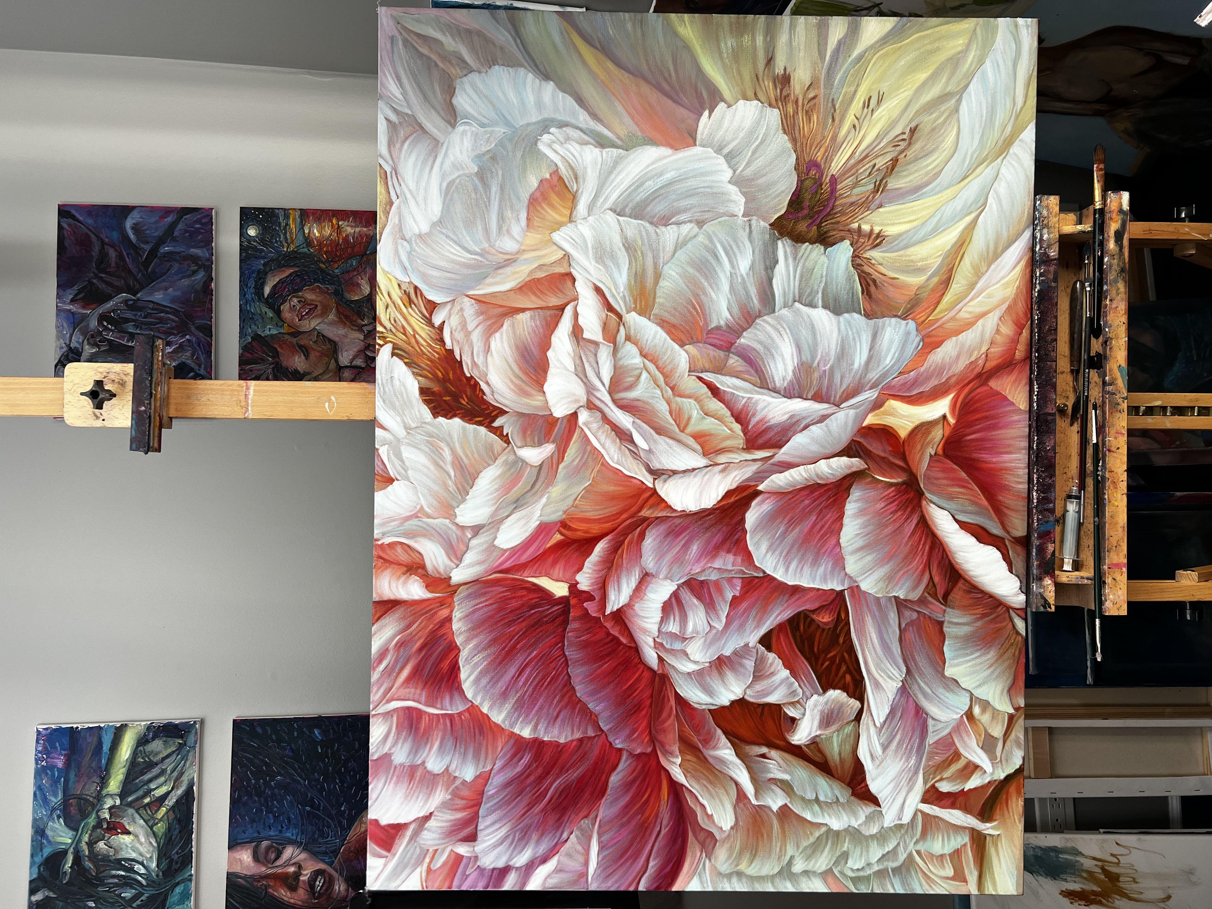 Peony Sunset, Painting, Oil on Canvas For Sale 1