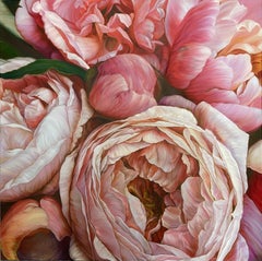Red peonies, Painting, Oil on Canvas