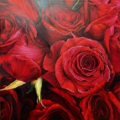 Roses rouges, Peinture, Huile sur toile