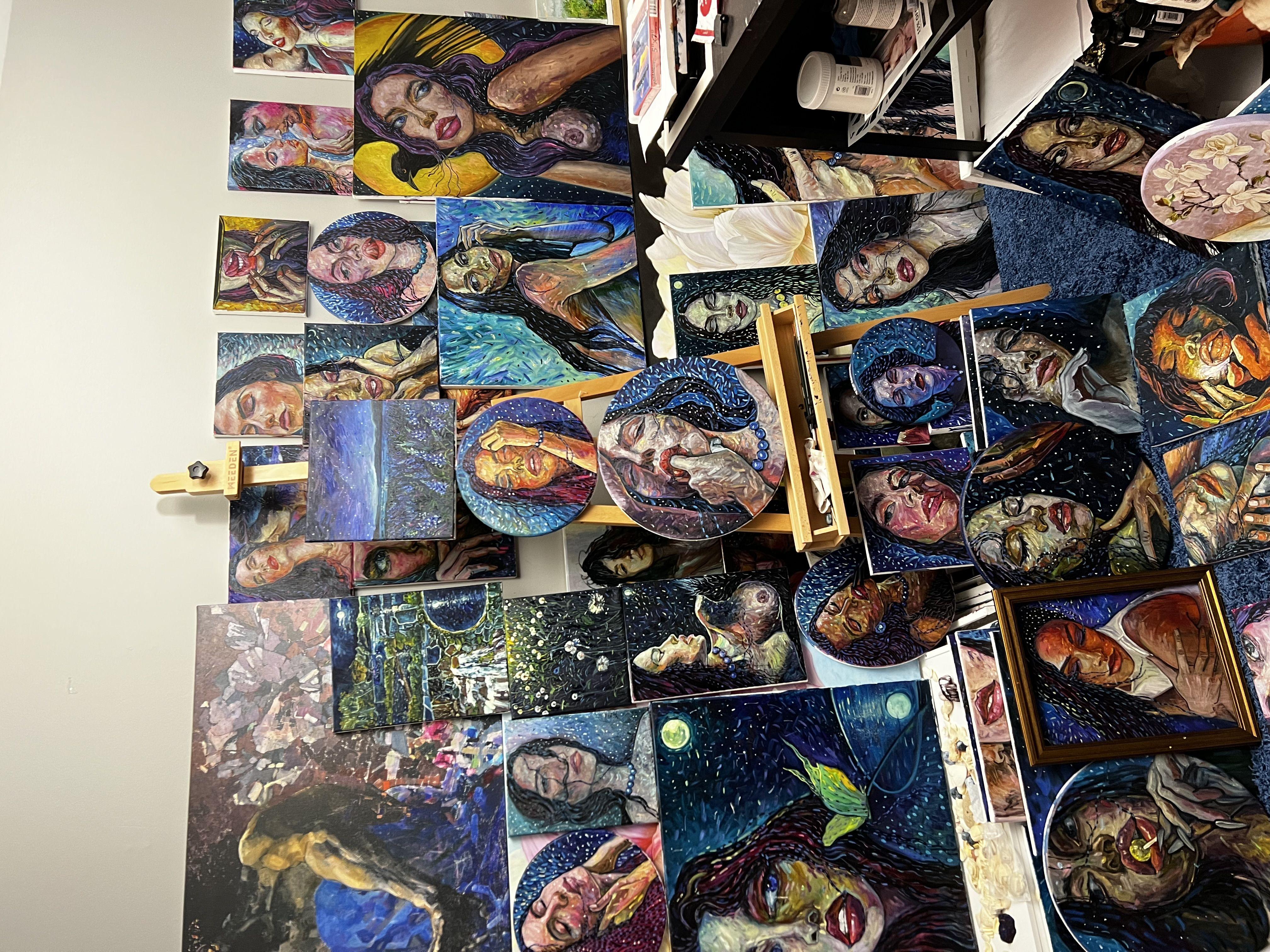 Este sensual retrato fue creado por una fuerte inspiración.  Pintura creativa del autor :: Pintura :: Expresionismo :: Esta obra viene con un certificado oficial de autenticidad firmado por el artista :: Lista para colgar Sí :: Firmada: Sí ::