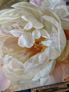 White peonies, Painting, Oil on Canvas