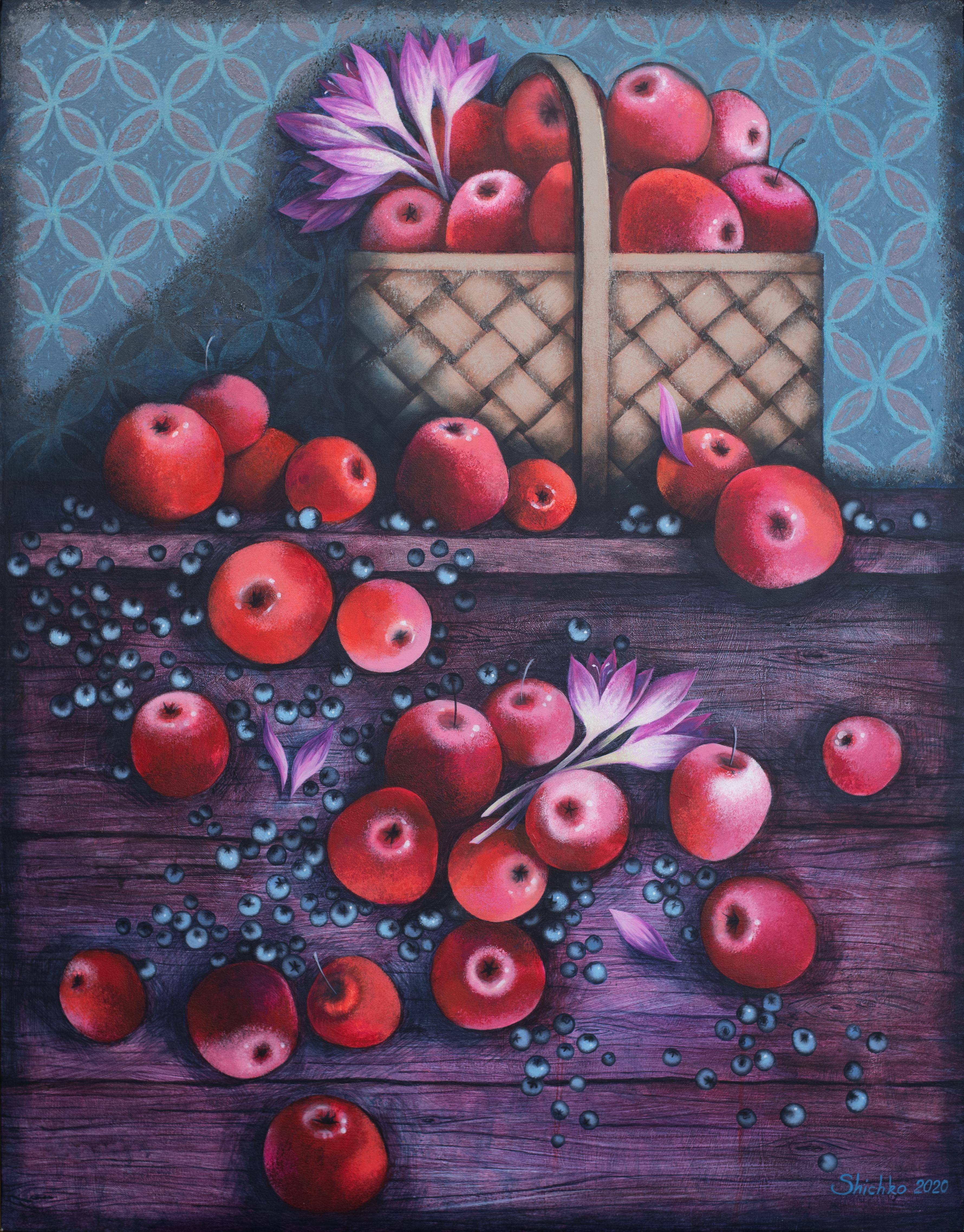 Elena Shichko Still-Life Painting - Basket of Apples