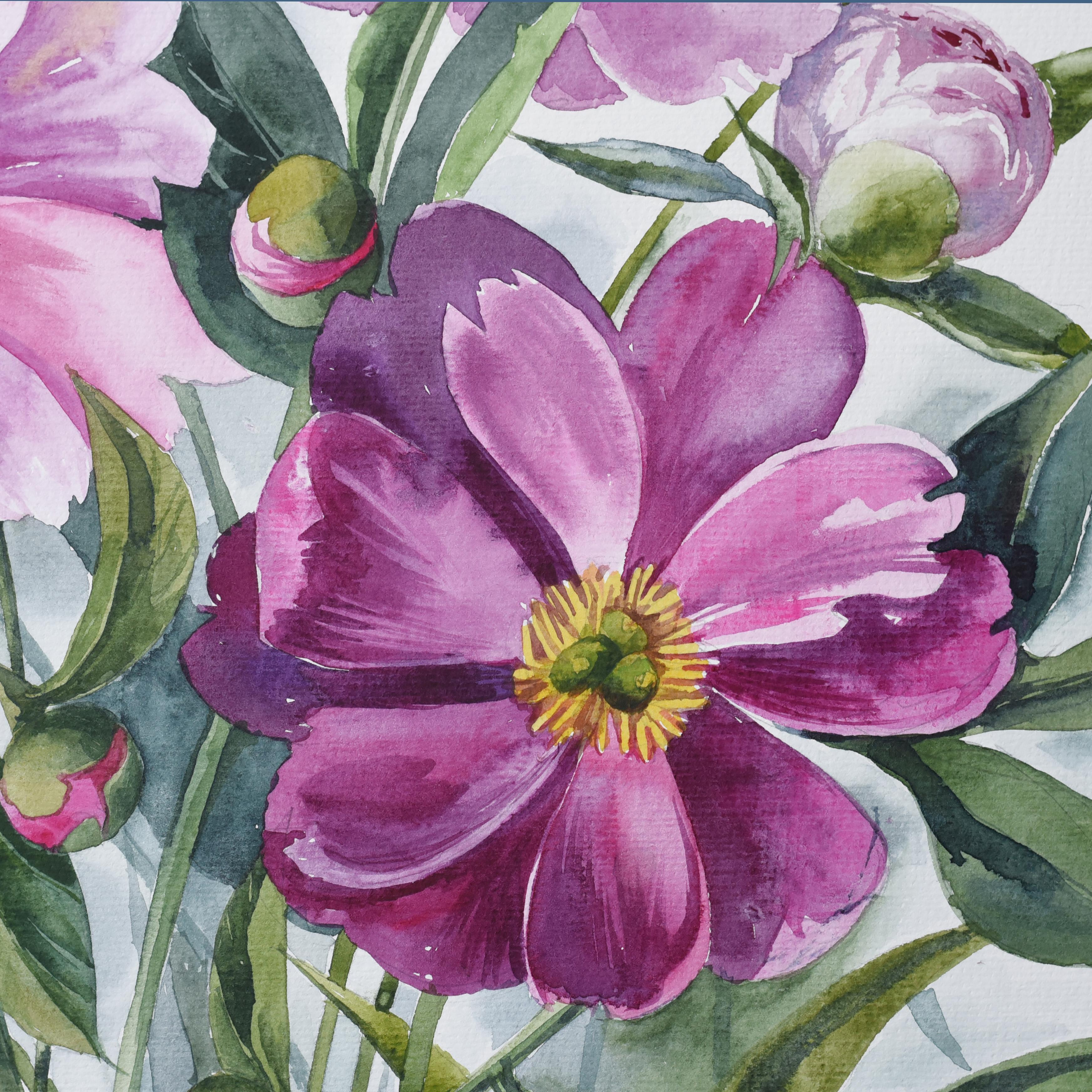 Original watercolor painted on professional watercolor paper

Peonies from my garden
