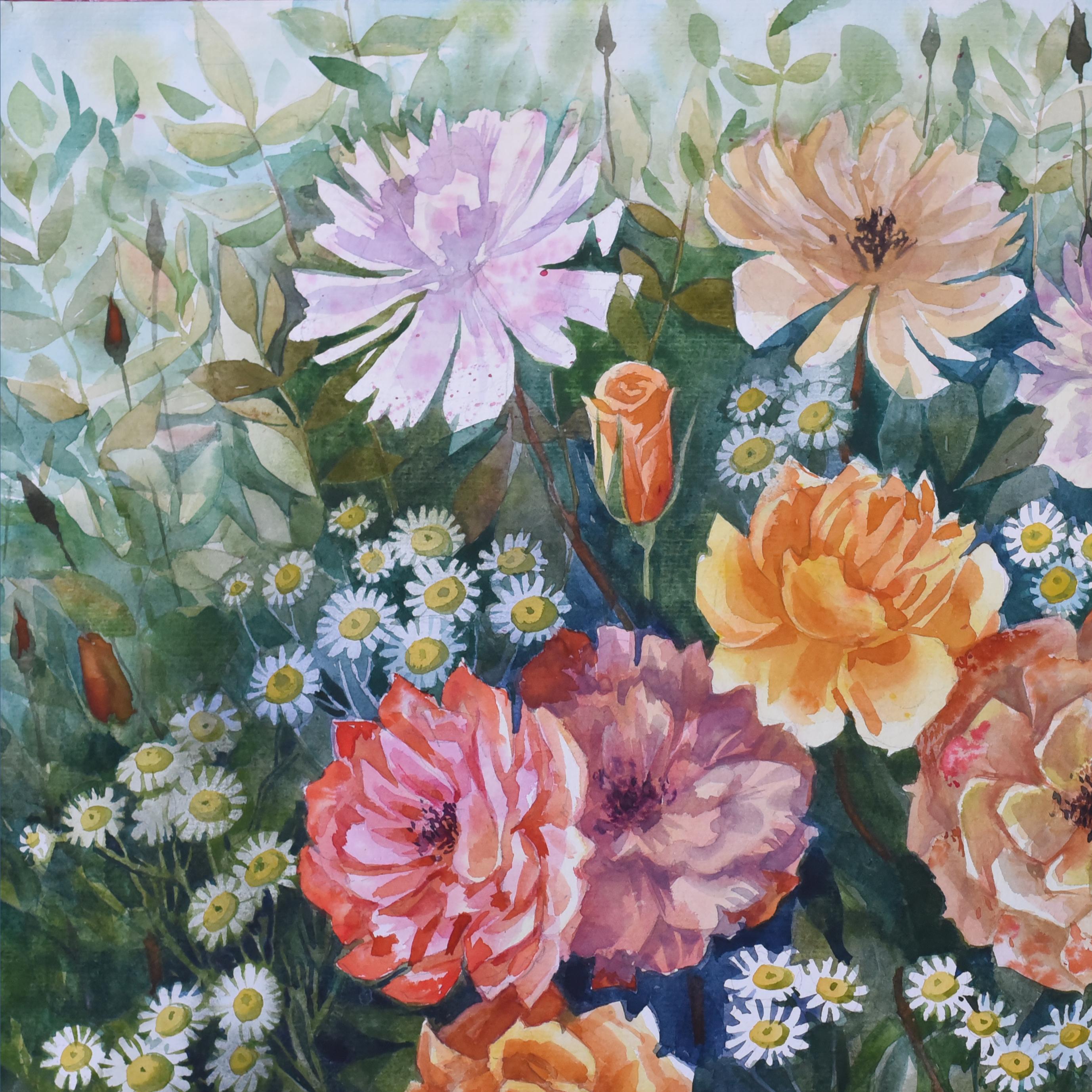 Roses from my garden - Painting by Elena Shichko