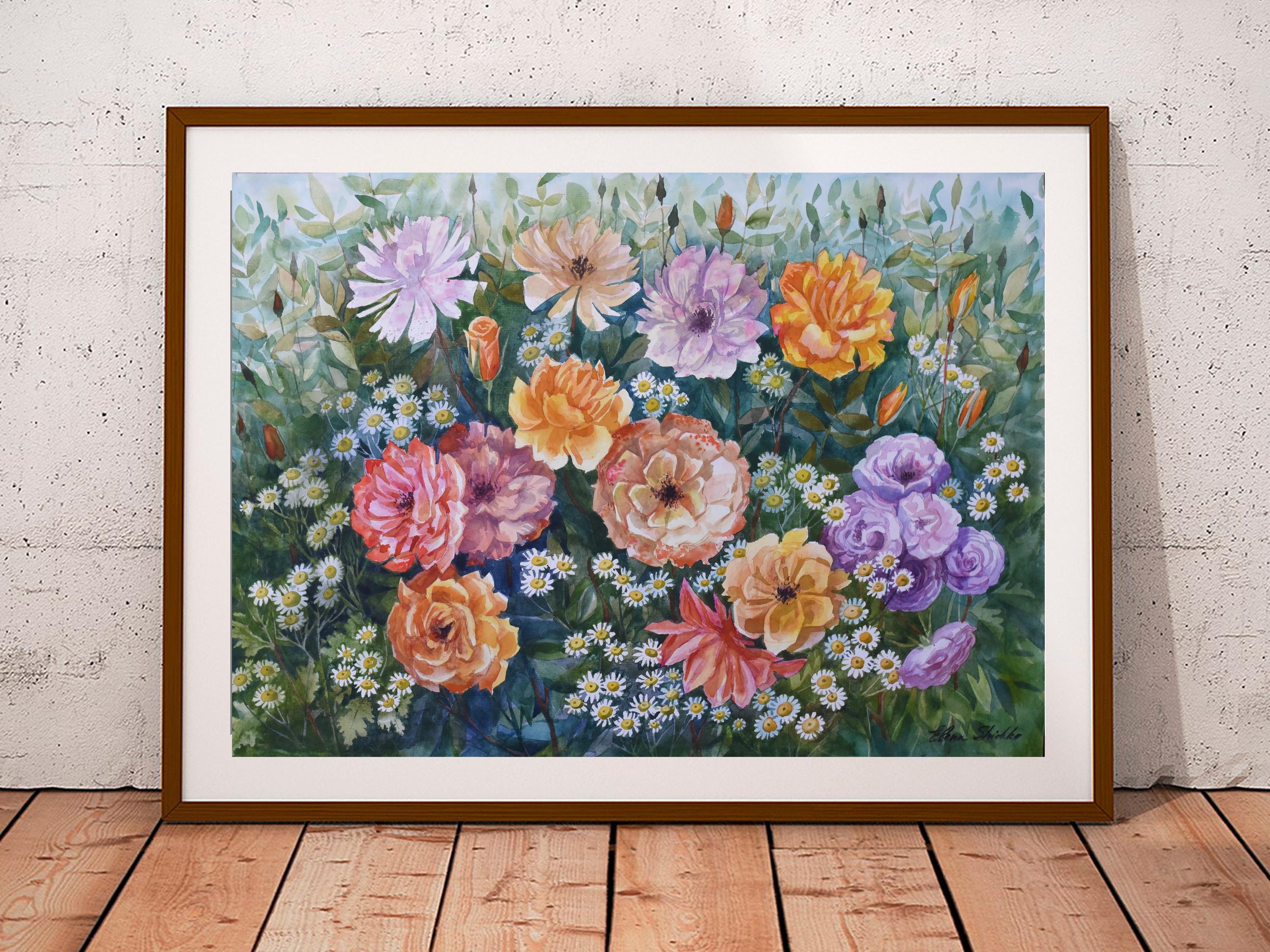 Roses from my garden
Original watercolor painted on professional watercolor paper

When I start a new watercolor, I go to my garden and try to find a new topic. Every day something unusual happens there, new flowers bloom, the seasons change. My
