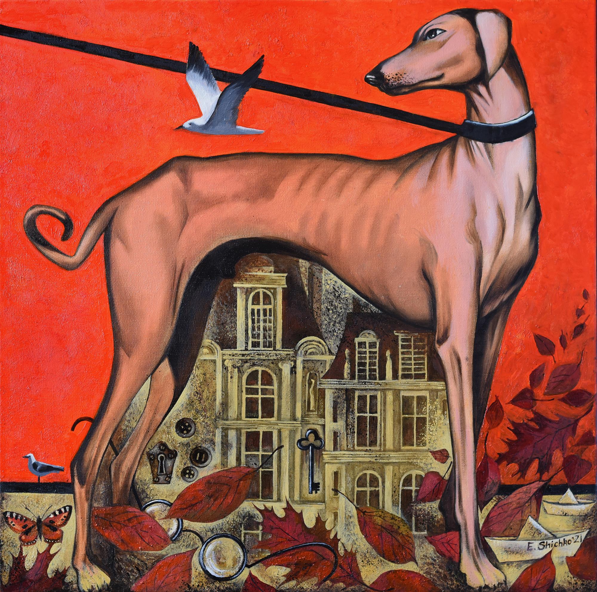 Elena Shichko Animal Painting – Spaziergang im alten Paris