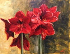 Amaryllis, Peinture, Huile sur Toile