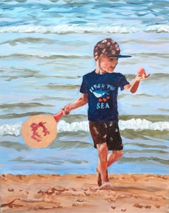 Beach ball player, Painting, Oil on Canvas