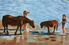 Beach scene 4, Painting, Oil on Canvas