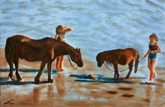 Beach scene 4, Painting, Oil on Canvas