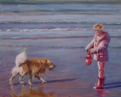 Beach scene, Painting, Oil on Canvas