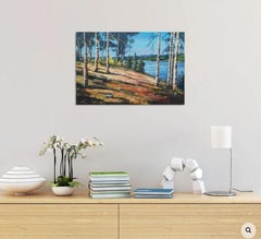 Birches at the river, Painting, Oil on Canvas