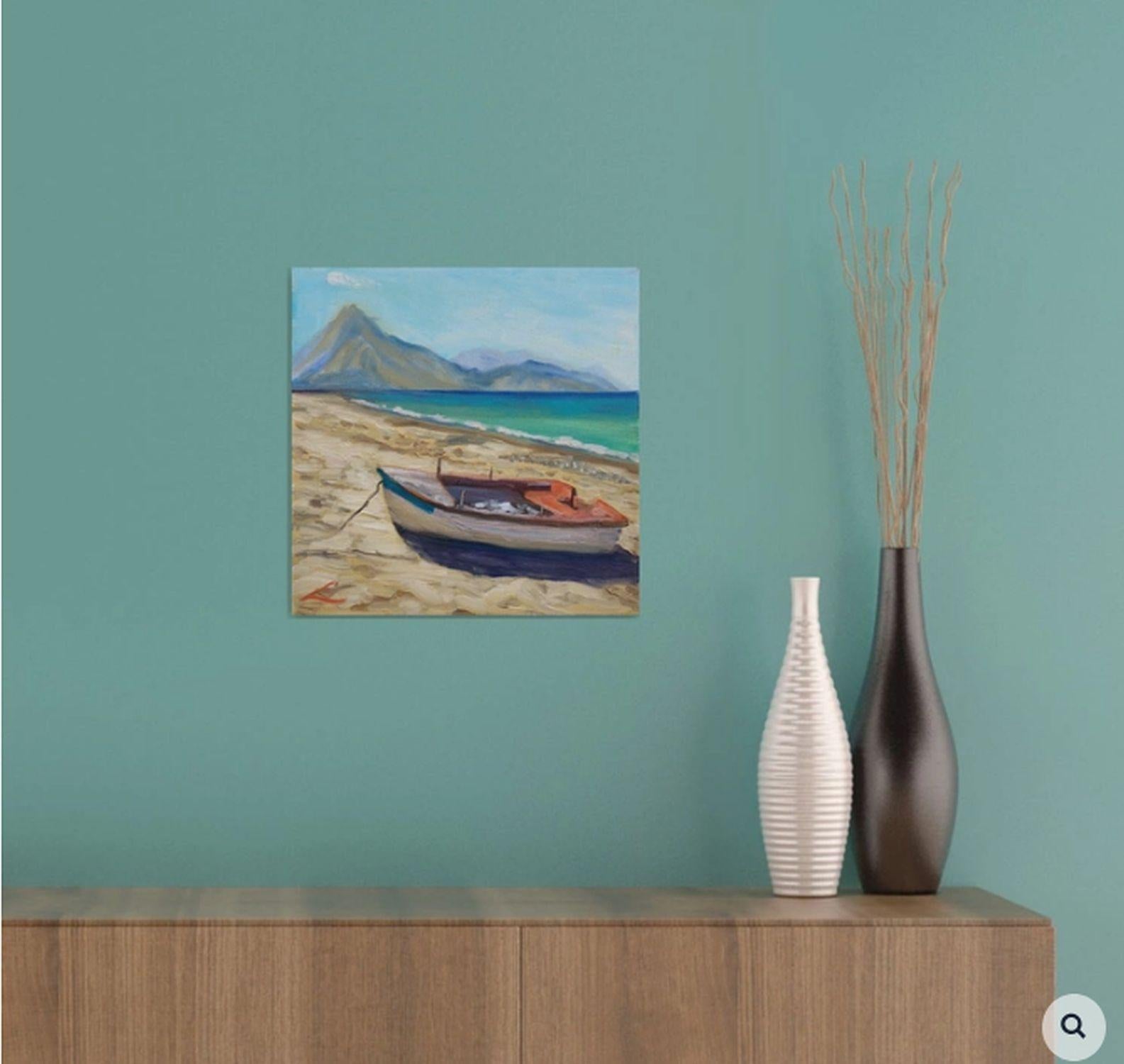 boat in the sea painting
