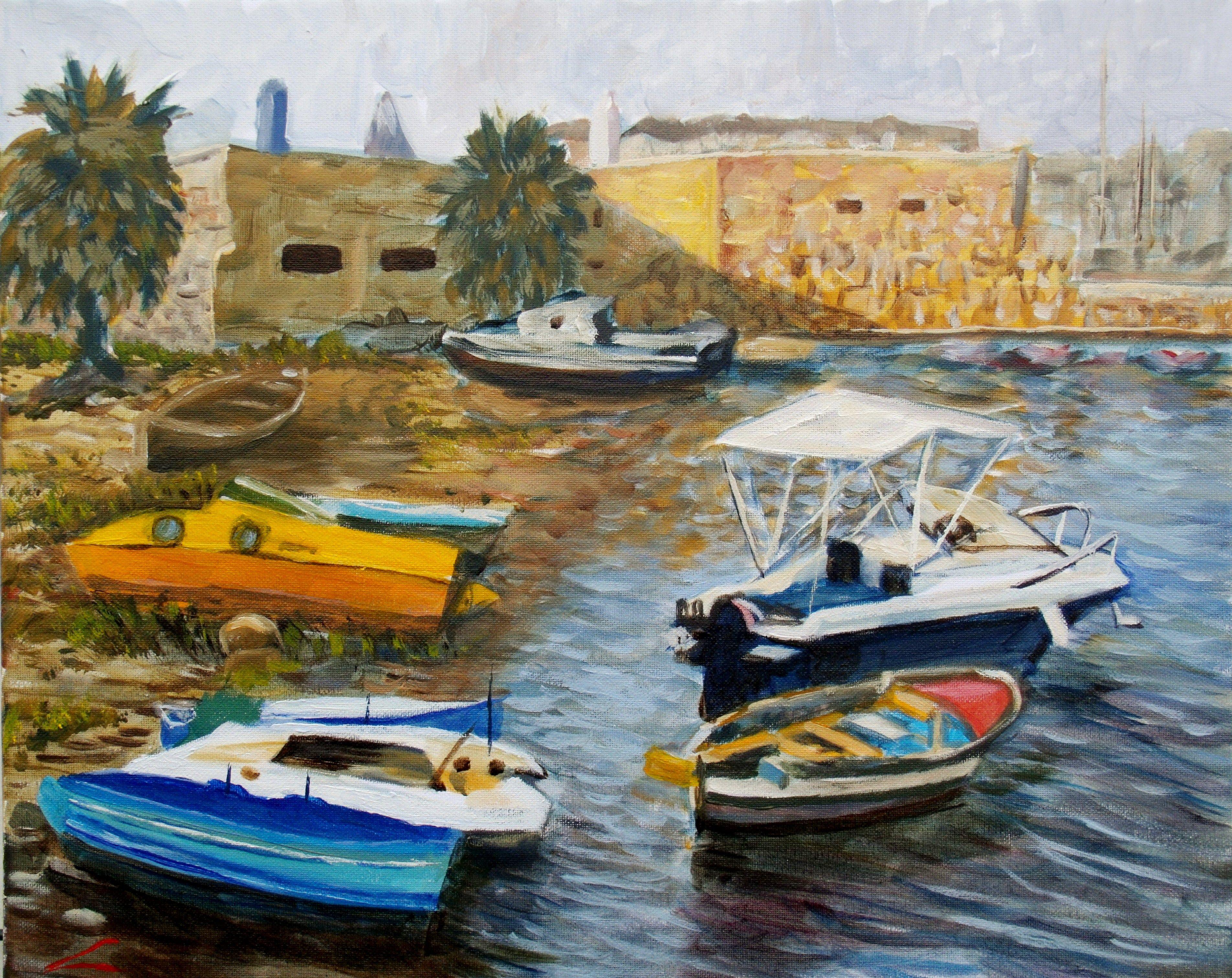 Boats haven, Painting, Oil on Canvas