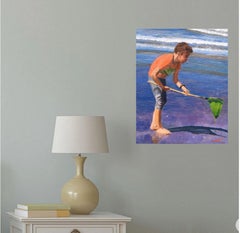 Boy mit einem Fischernetz, Gemälde, Öl auf Leinwand