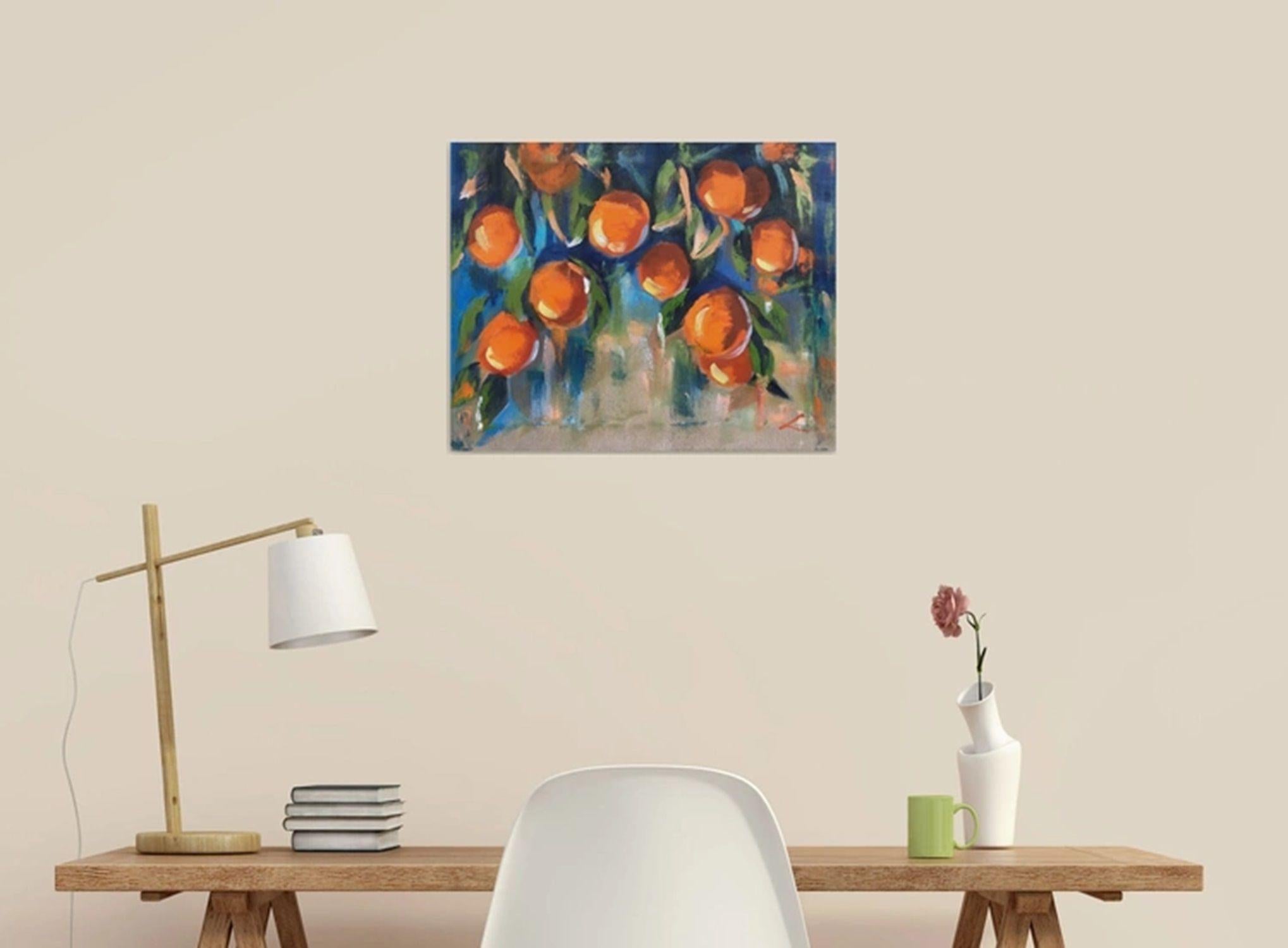 Helle Orangetöne, Gemälde, Öl auf Leinwand im Angebot 1