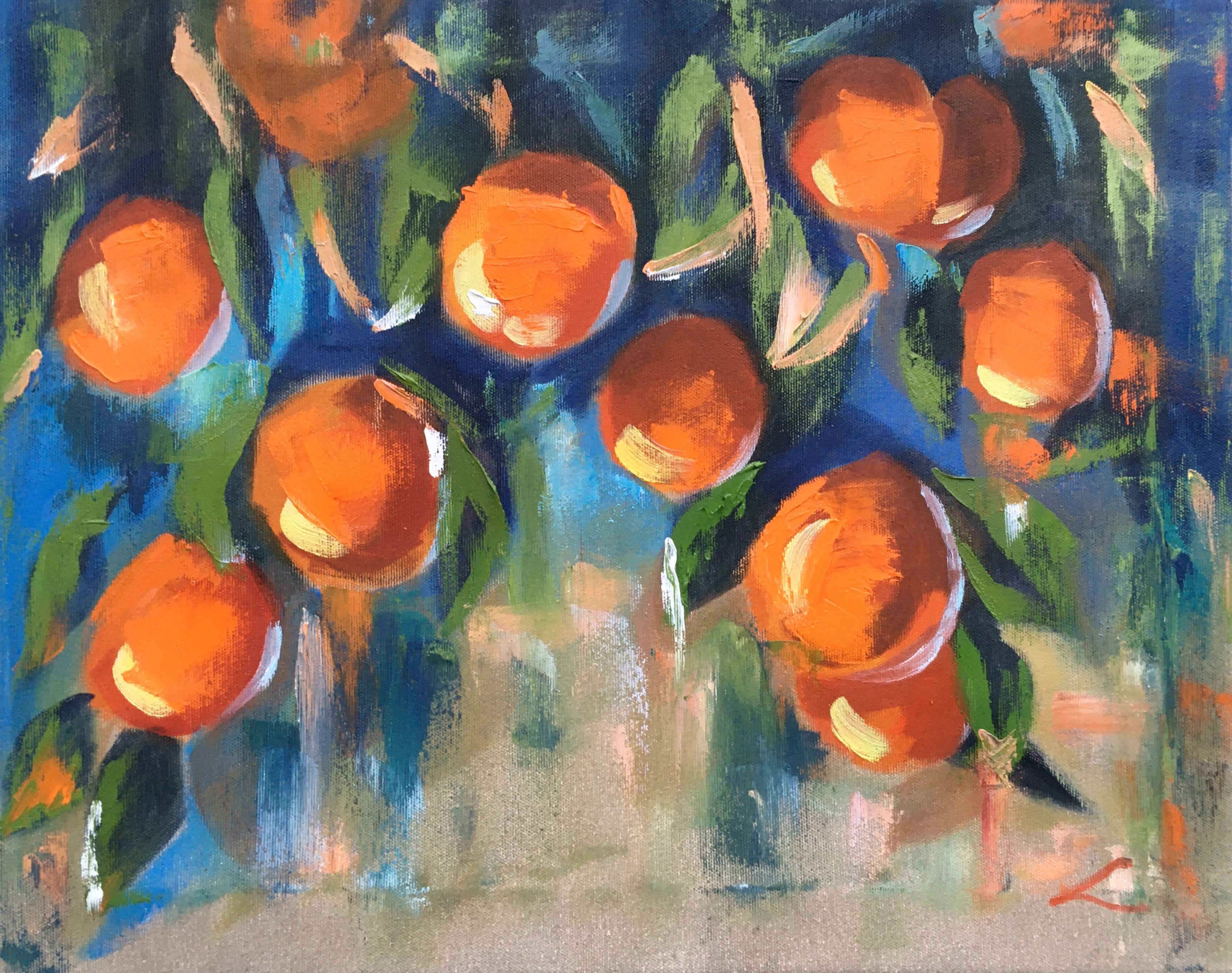 Helle Orangetöne, Gemälde, Öl auf Leinwand