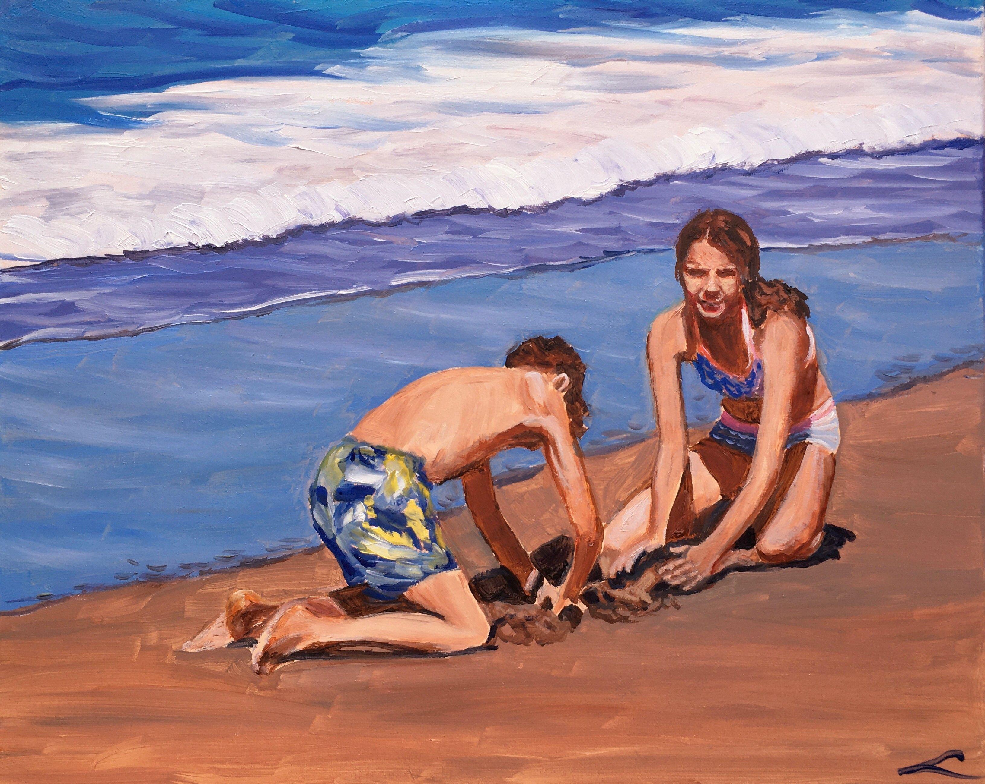 Costruire il palazzo, Pittura, Olio su tela - Painting di Elena Sokolova
