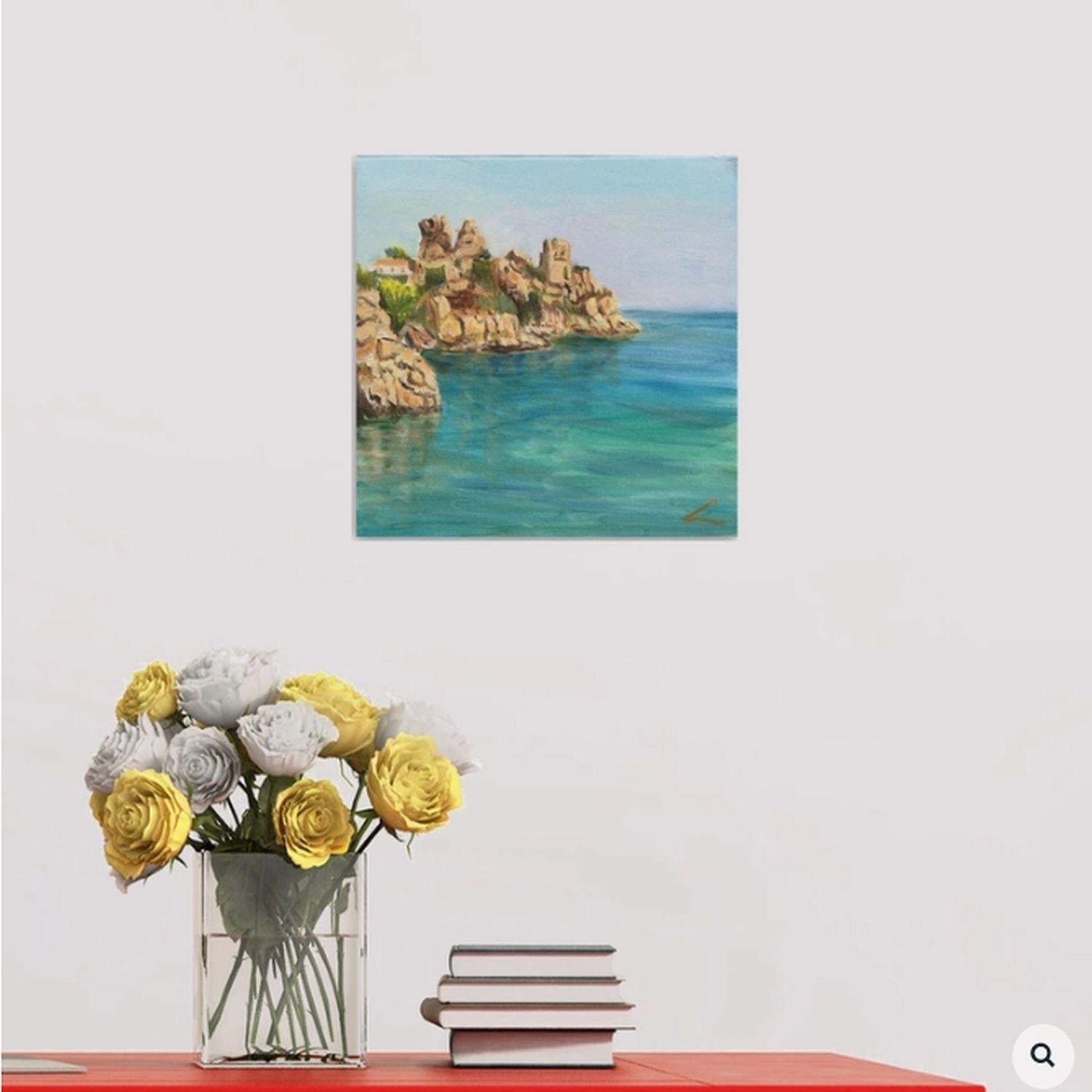 Scogli di Cefalù 2, Pittura, Olio su tela in vendita 1