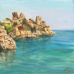 Cefalu rocks 2, Painting, Oil on Canvas