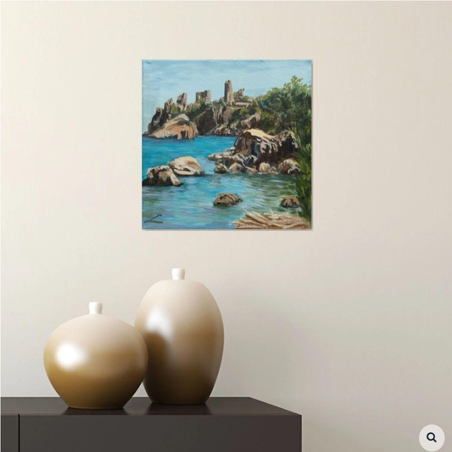 Gemälde, Öl auf Leinwand, „Gesteine von Cefalu“ (Impressionismus), Painting, von Elena Sokolova