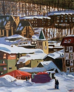 Cervinia in snow, Painting, Oil on Canvas