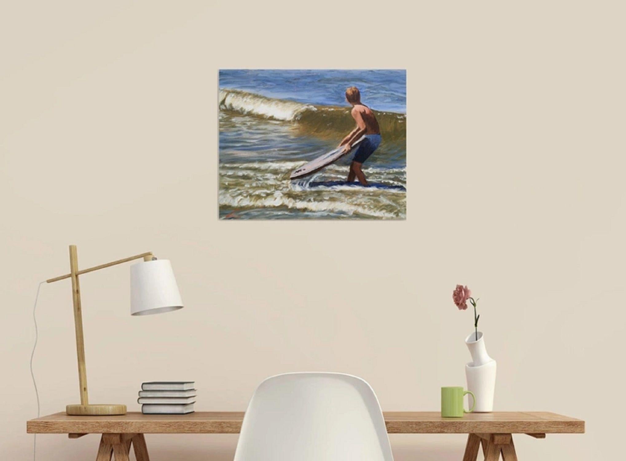 Koming wave, Gemälde, Öl auf Leinwand im Angebot 1