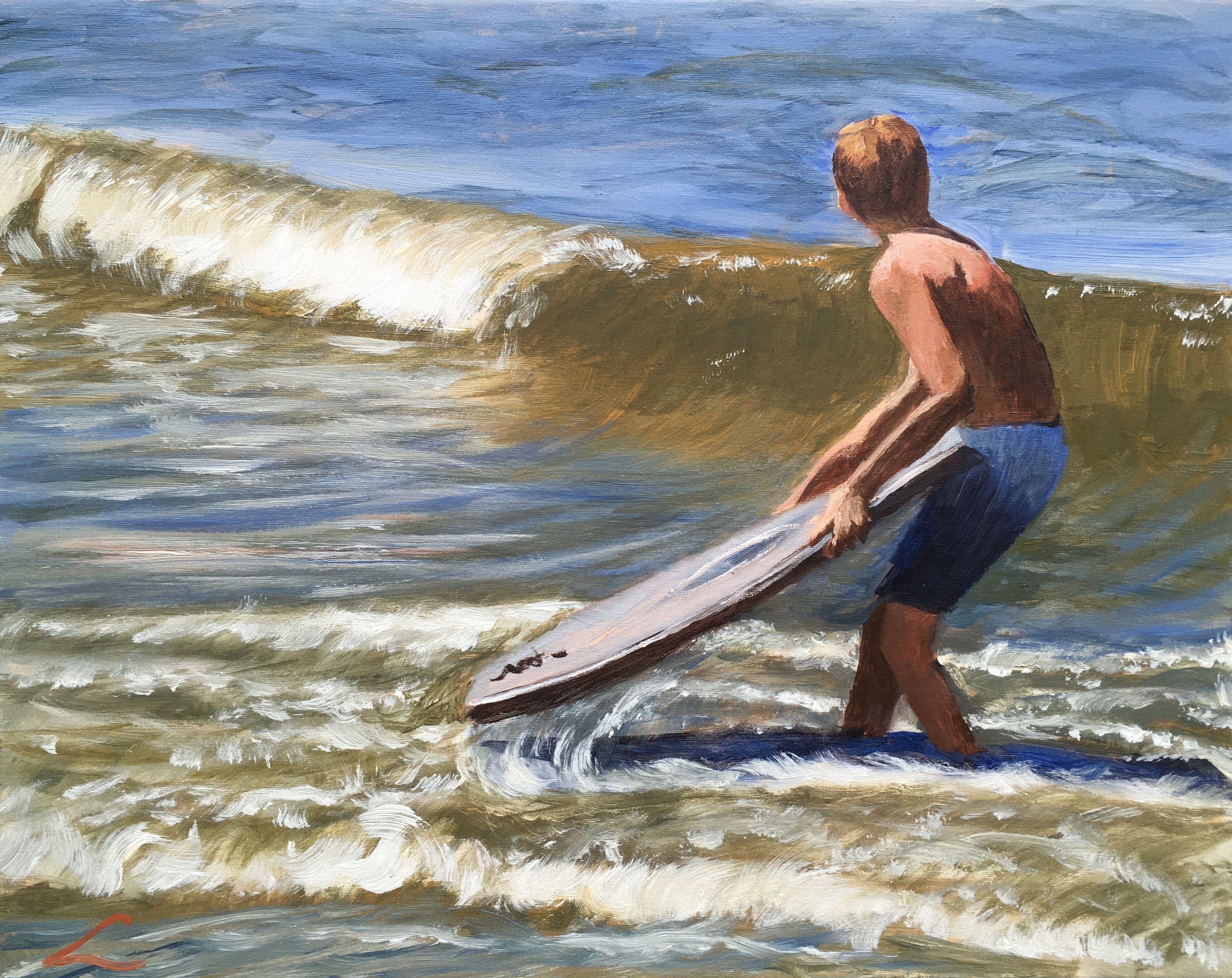 Koming wave, Gemälde, Öl auf Leinwand
