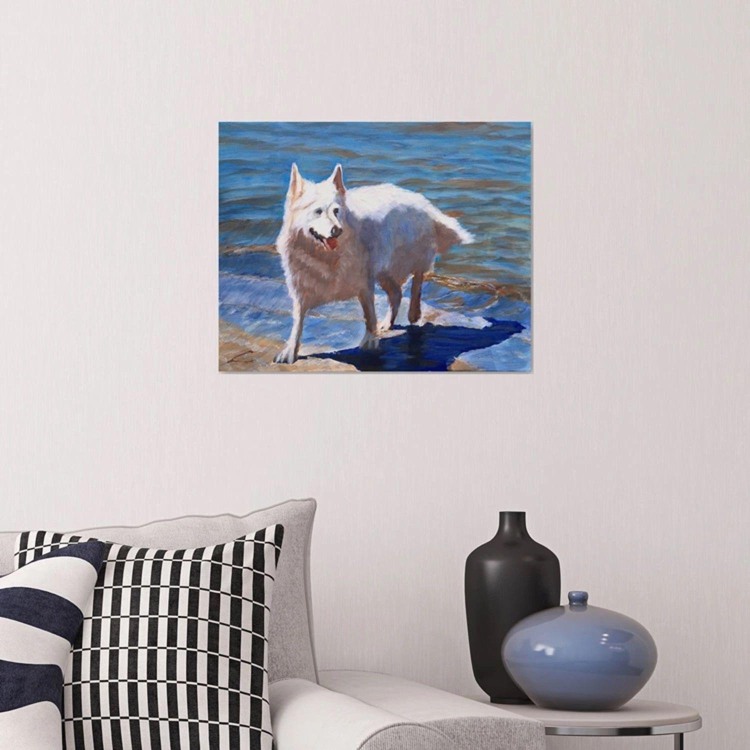 Dog at the sea 10, Gemälde, Öl auf Leinwand (Impressionismus), Painting, von Elena Sokolova