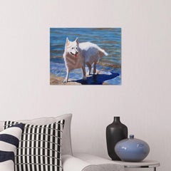 Dog at the sea 10, Painting, Oil on Canvas