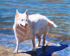 Dog at the sea 10, Painting, Oil on Canvas