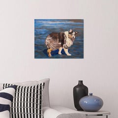 Dog at the sea 8, Gemälde, Öl auf Leinwand