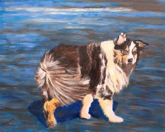 Dog at the sea 8, Painting, Oil on Canvas