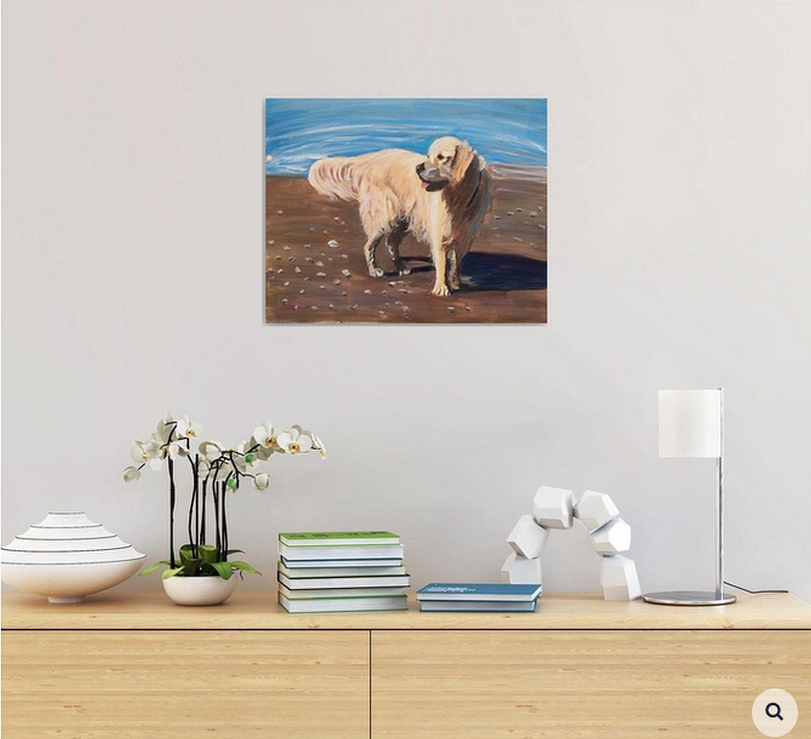 Dog at the sea 9, Painting, Oil on Canvas For Sale 1