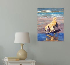 Dog at the sea, Painting, Oil on Canvas