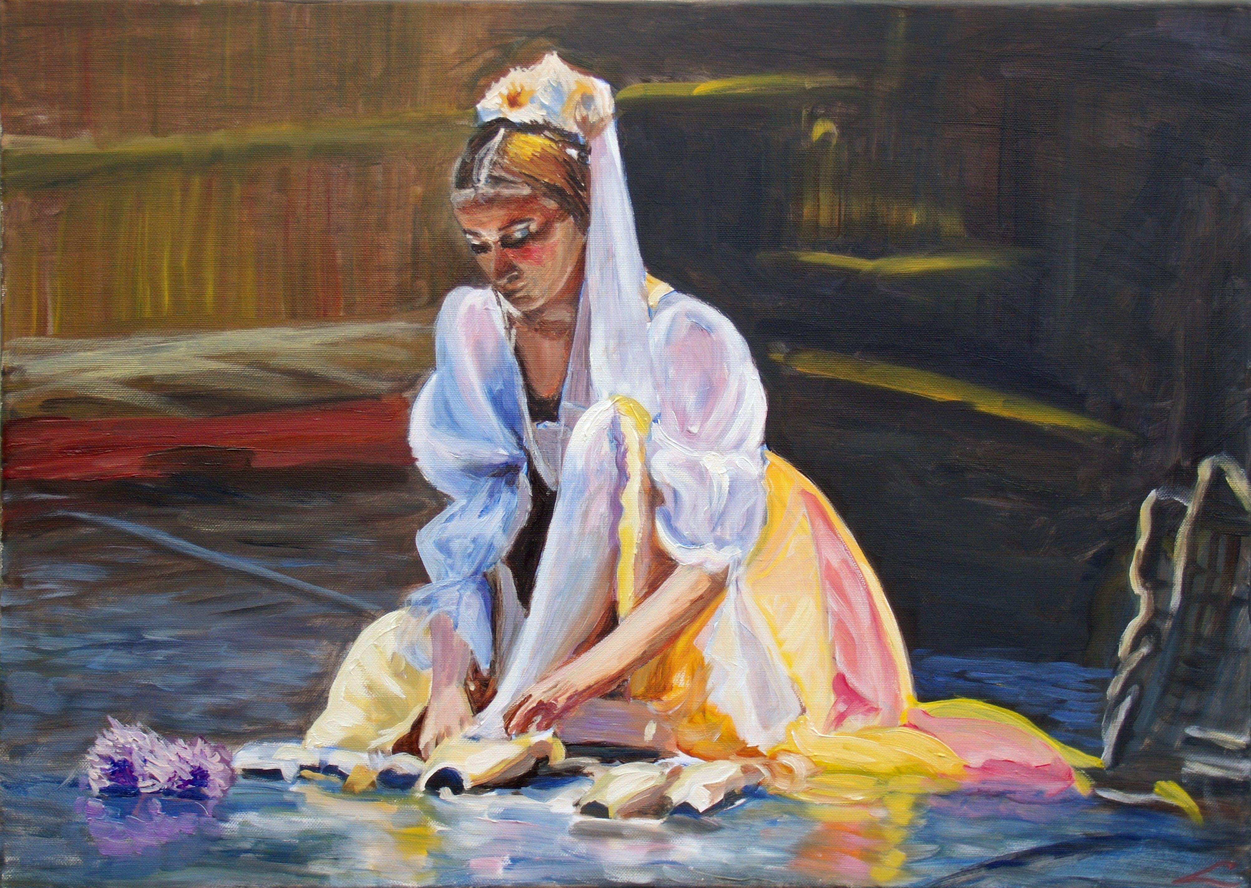 Peinture - « Dressing for dance », huile sur toile - Painting de Elena Sokolova